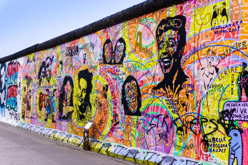 Graffiti at the East Side Gallery, the longest preserved stretch of the Berlin wall.