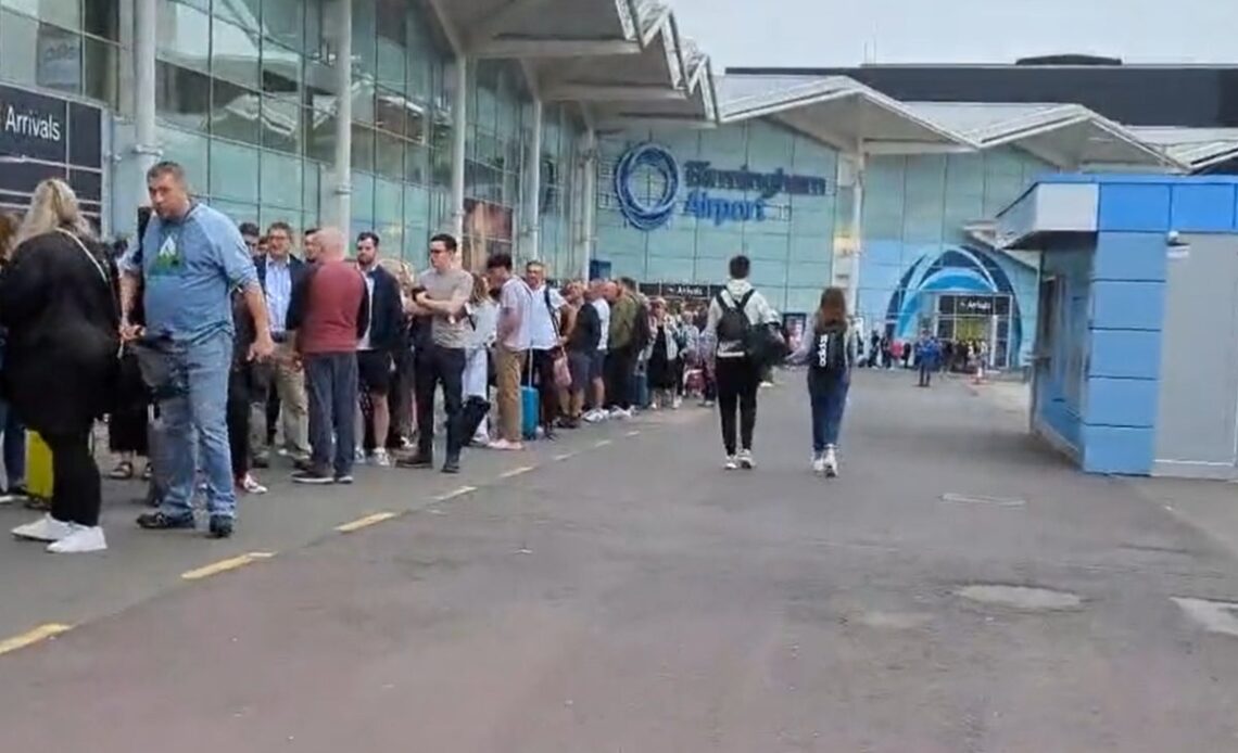 Queues at Manchester and Birmingham airports cause more headaches for travellers this morning