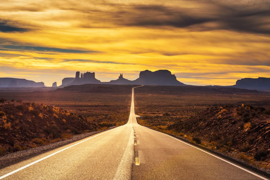 An empty road through the Arizona desert