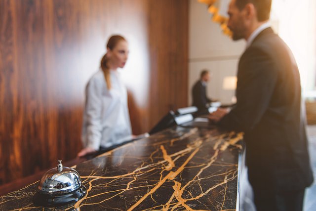 Typical reception counter of Business Hotels