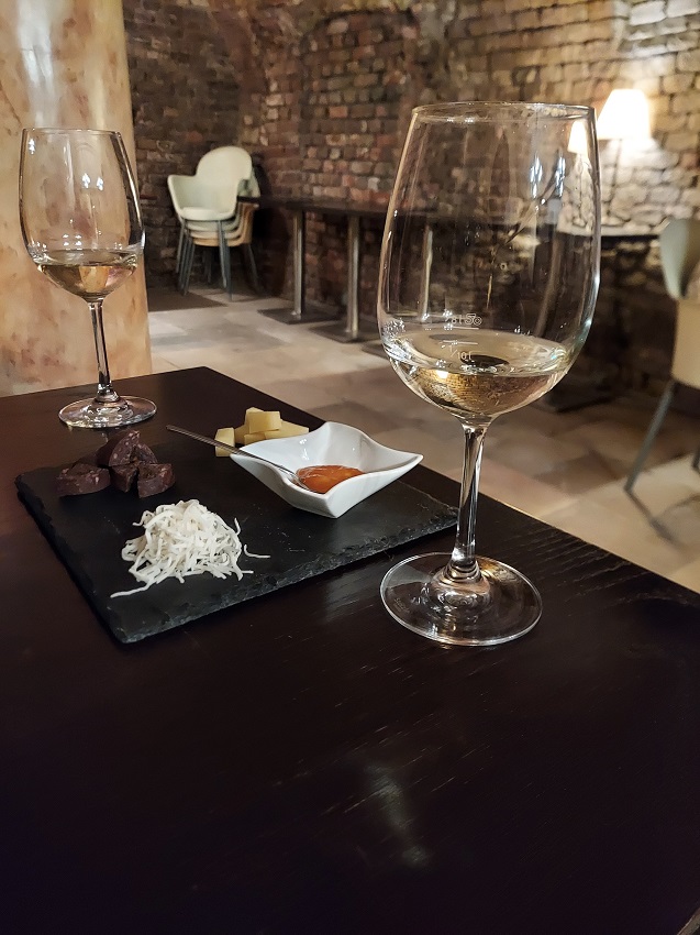 Austrian white wine tasting in a Roman cellar
