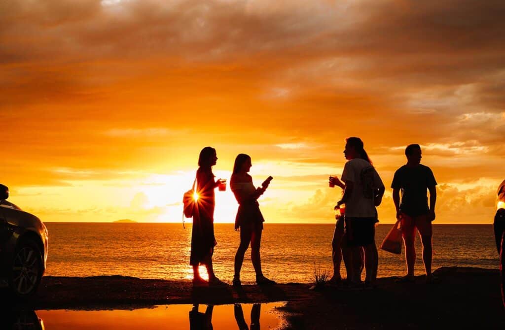 sunset in puerto rico by the beach