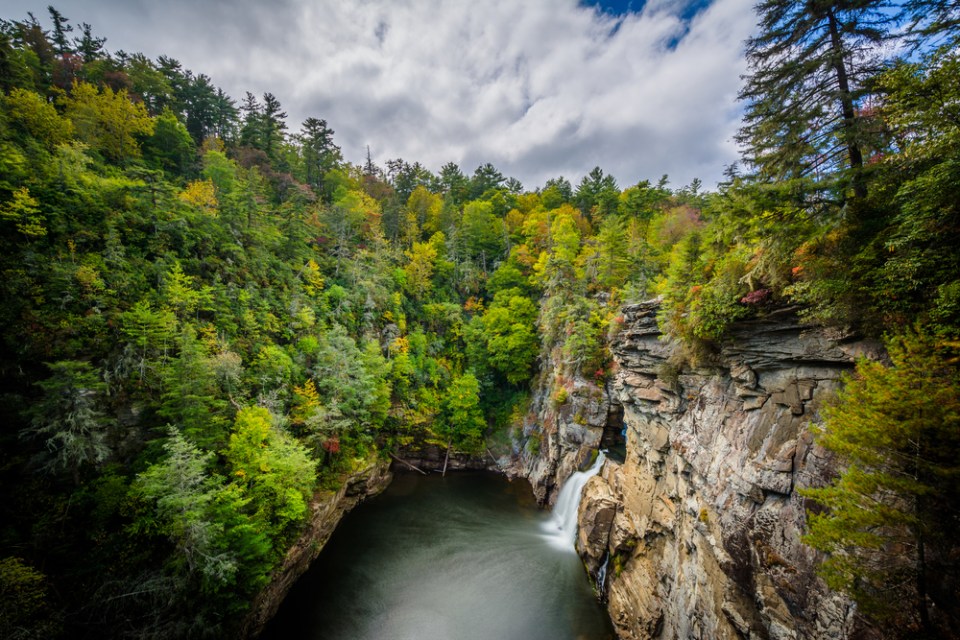 View of Linville Falls, along the Blue Ridge Parkway in North Carolina.