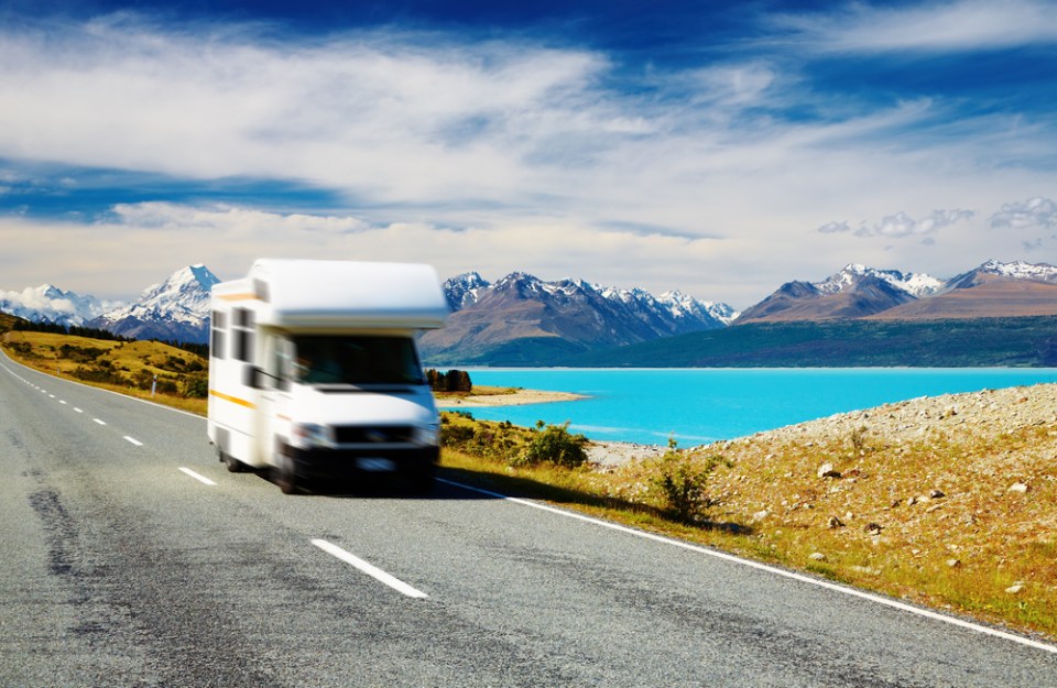 Traveling by motorhome, Mount Cook, New Zealand.