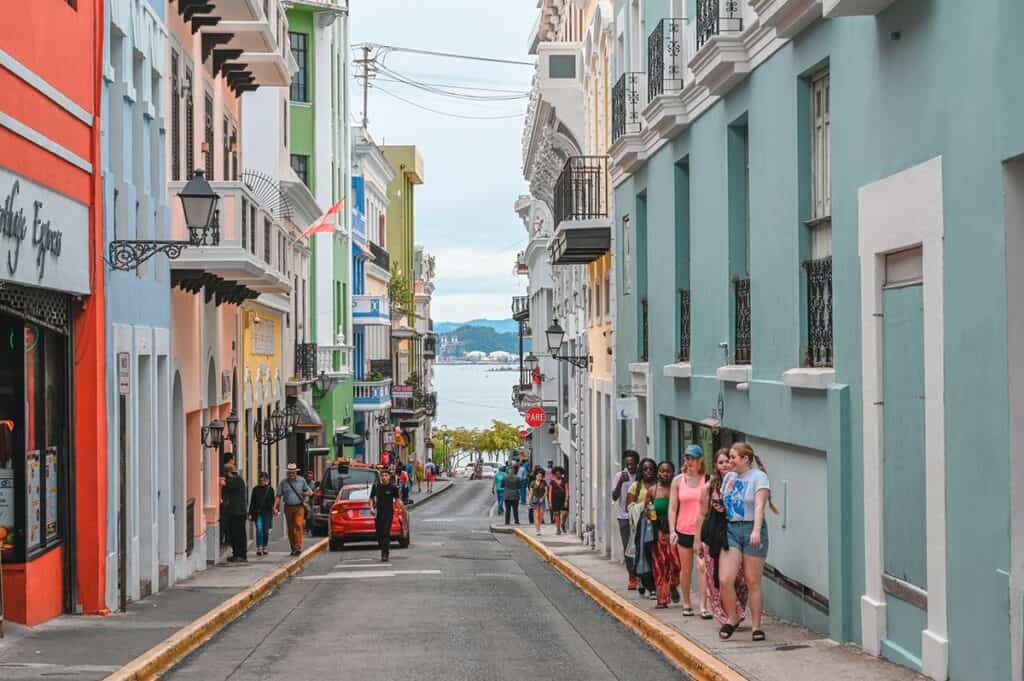 colorful streets of downtown san juan in the best time to go to puerto rico