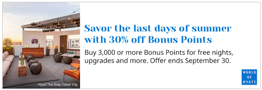 Buy World of Hyatt Points with a 30% Discount