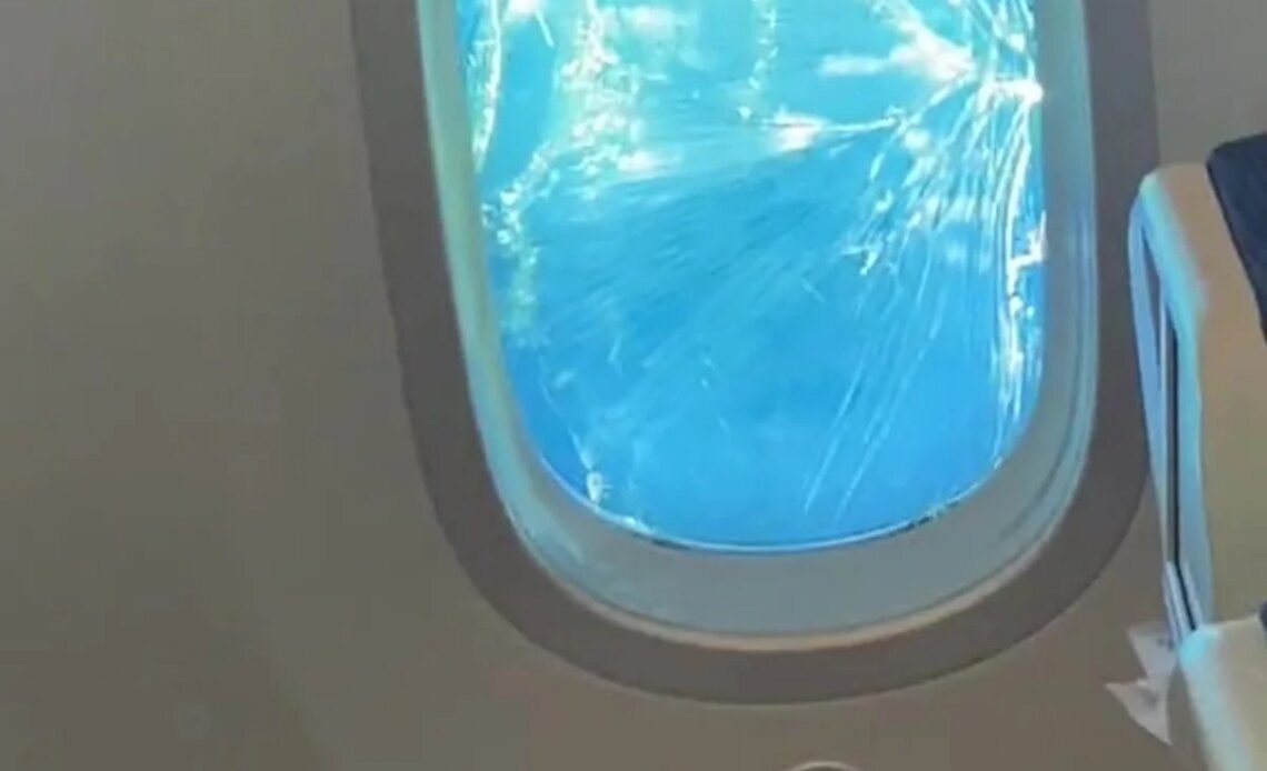 Passengers panic and shout as plane window cracks mid-flight