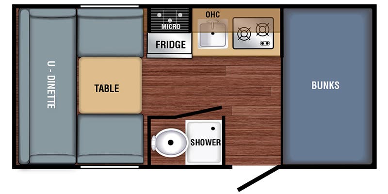 Teardrop Camper With a Bathroom Bushwhacker Plus 17BH Floorplan