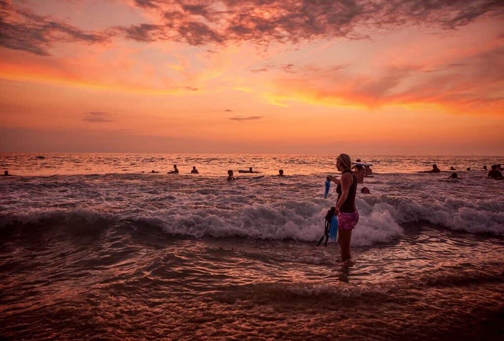 best beach in kona at sunset