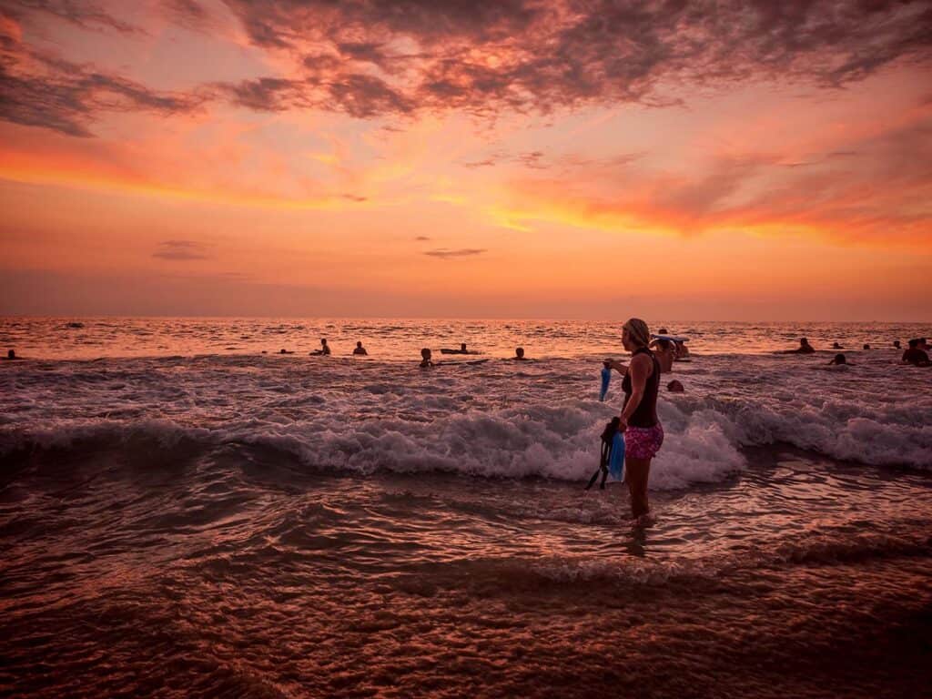 best beach in kona at sunset