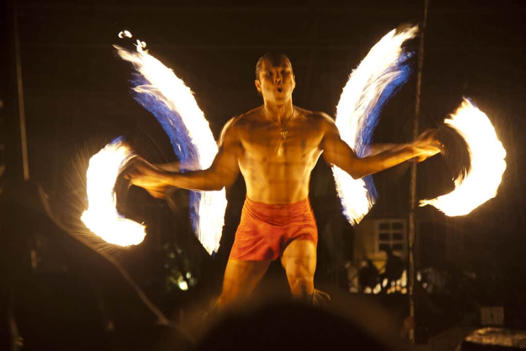 fire dancing in the best luau in kauai