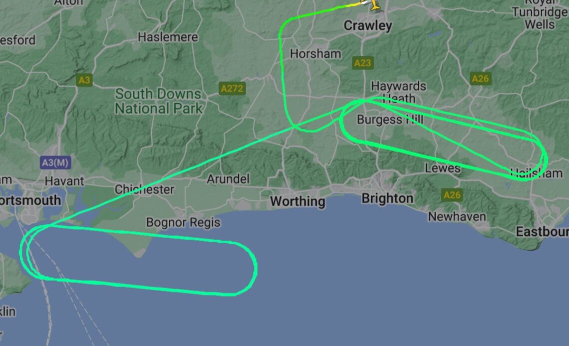 Vueling plane circles Gatwick for two hours after take-off before returning