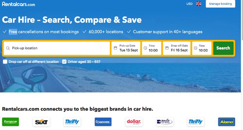 Rentals Cars Homepage