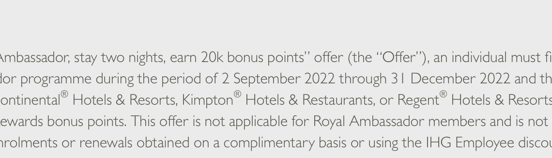 InterContinental Ambassador: Get 20,000 IHG Points for Enrolling