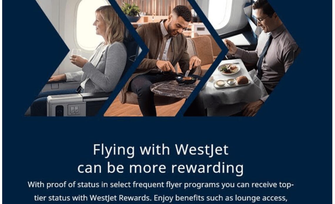 Status Match to WestJet Rewards Silver, Gold, or Platinum