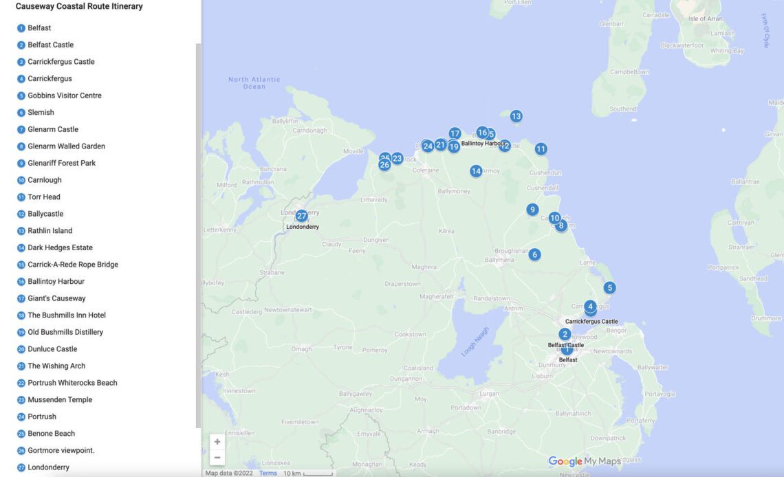 causeway coastal route map