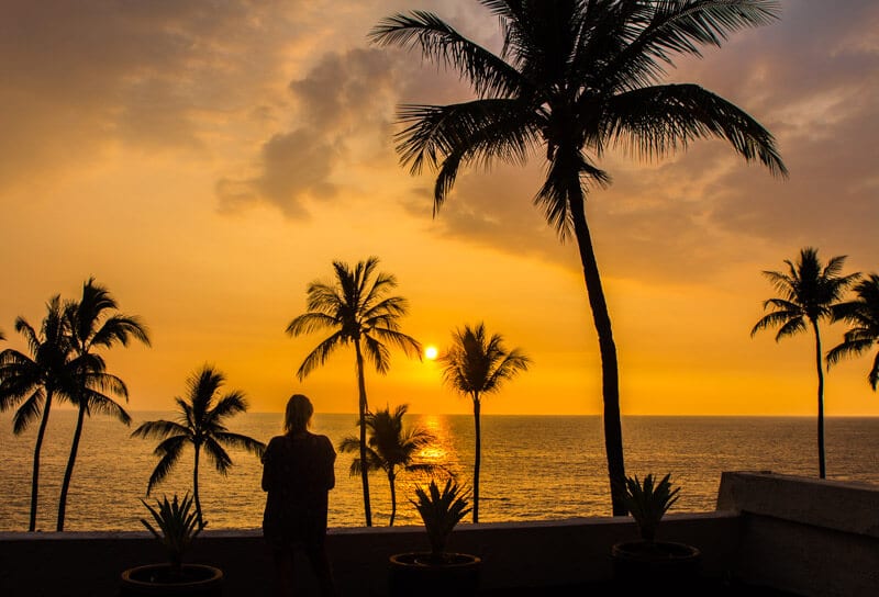 orange Sunset in Kona, Big Island of Hawaii