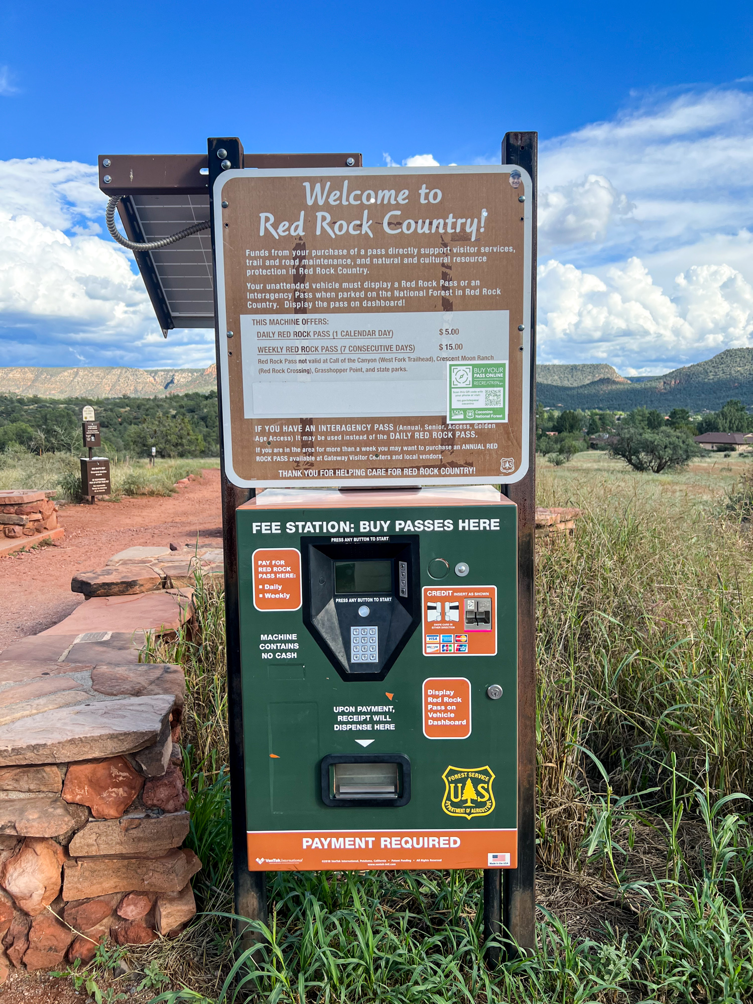 Red Rock Country visitor pass machine