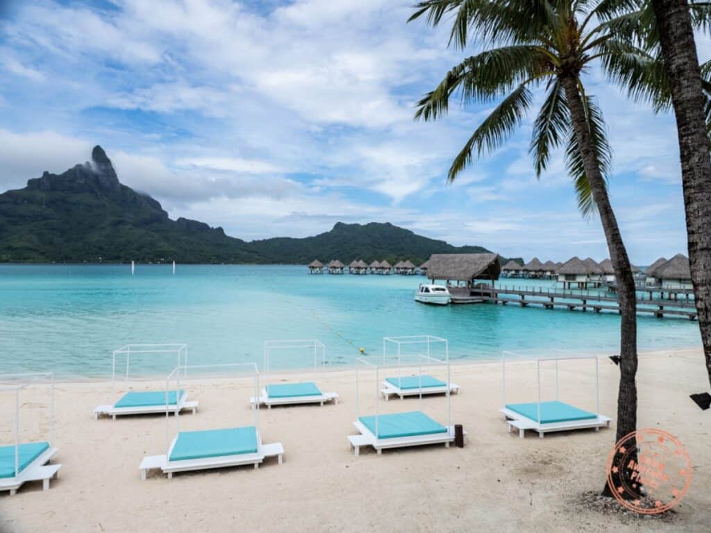 Square cabanas on Bora Bora beach resort