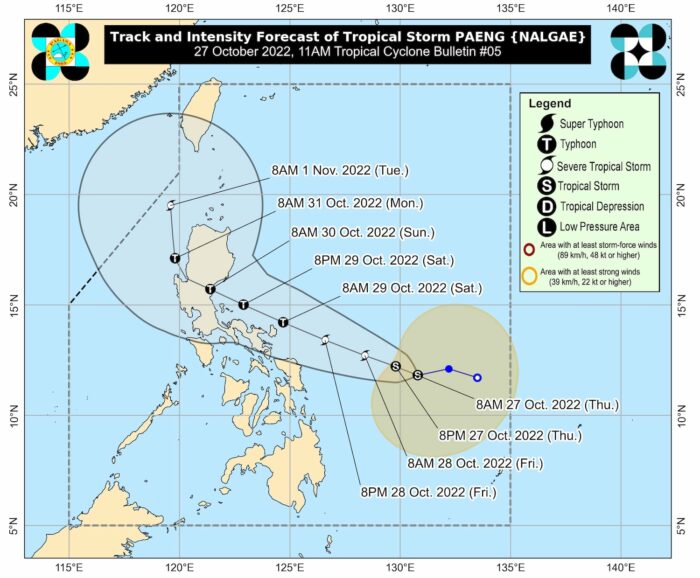 Tropical Storm Paeng may make landfall on Sunday