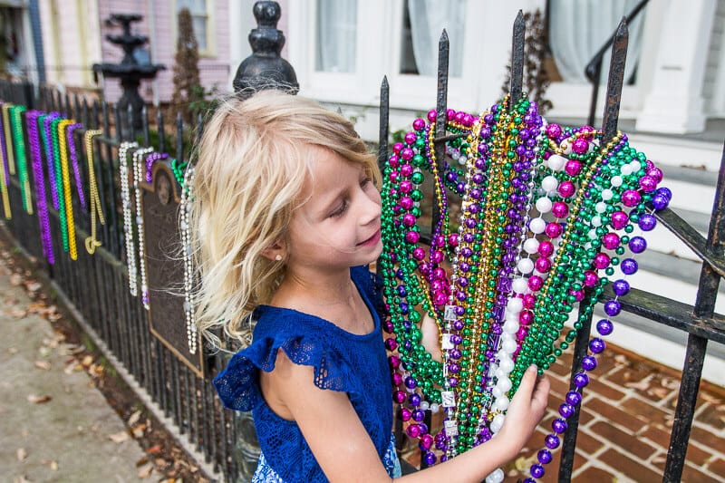 Mardi Gras beads in the Garden District of New Orleans