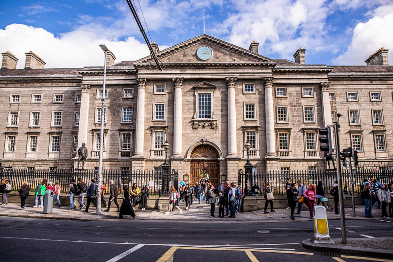 People walking along a city street in Dublin, Ireland