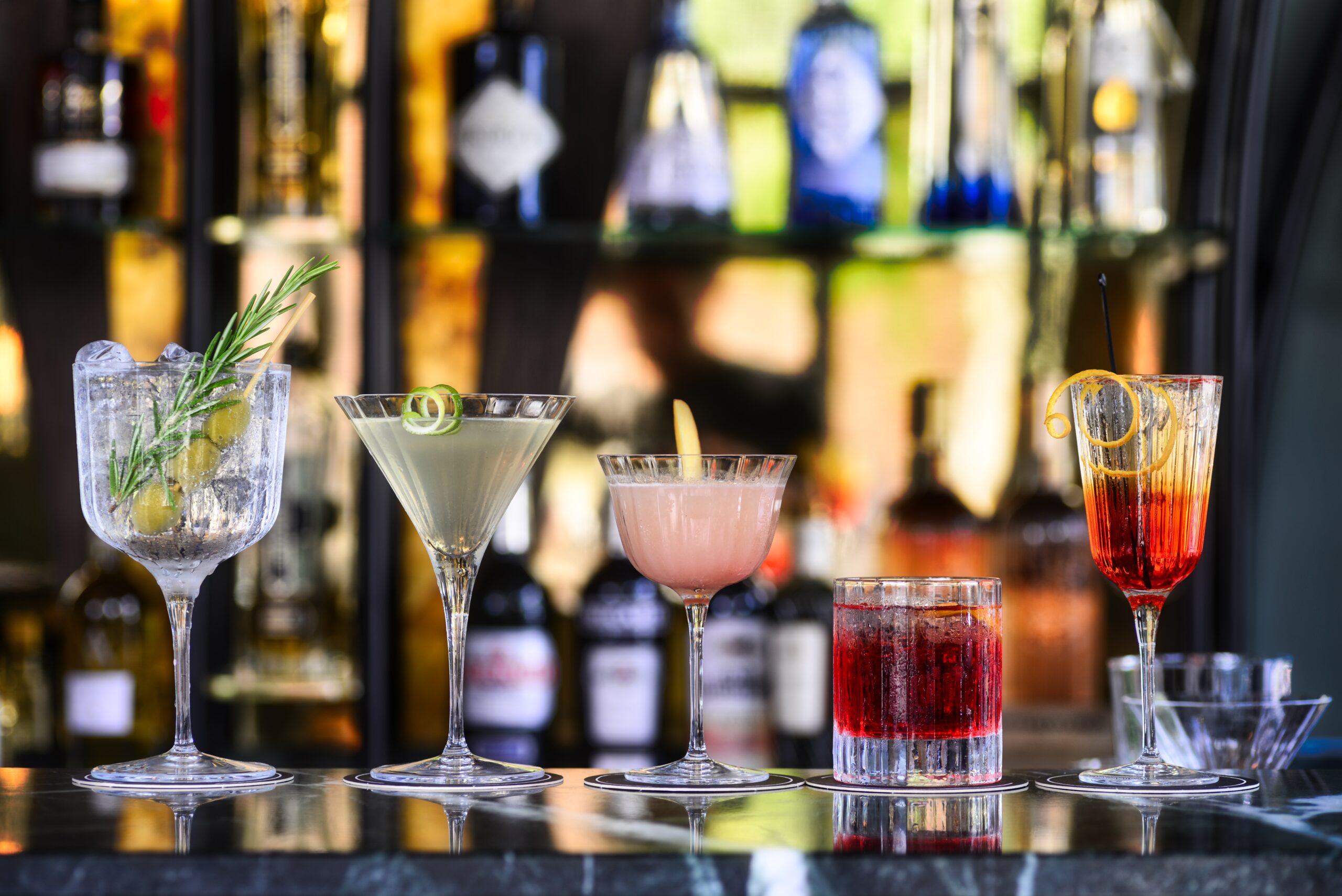 Mixed drinks at one of the top UK cocktail bars