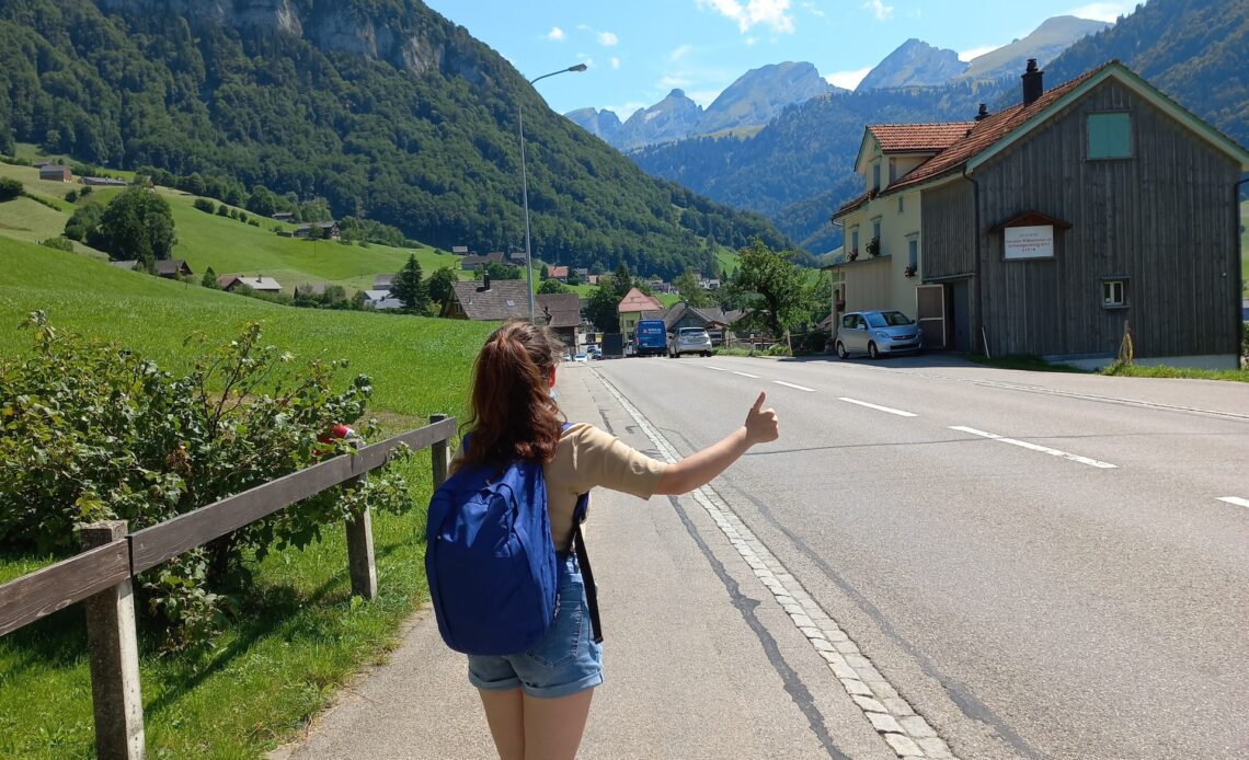 Hitchhiker in Switzerland (photo: Dmitry Shulga)