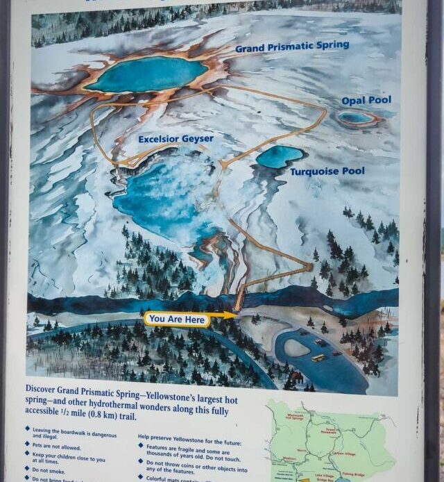 How to visit Grand Prismatic Spring Location midway geyser basin map