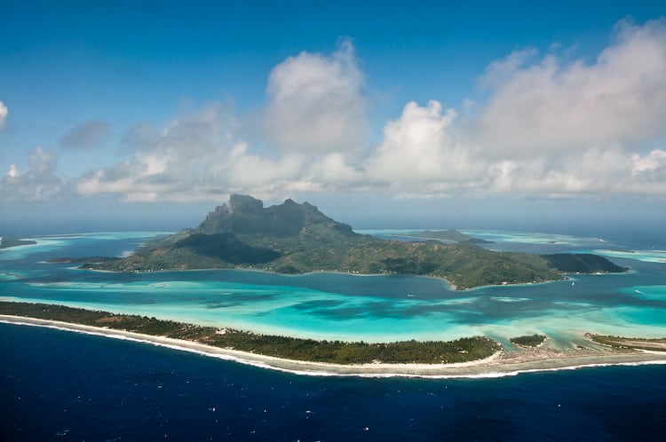 What you need to know about the airport in bora bora with aerial of island in french polynesia