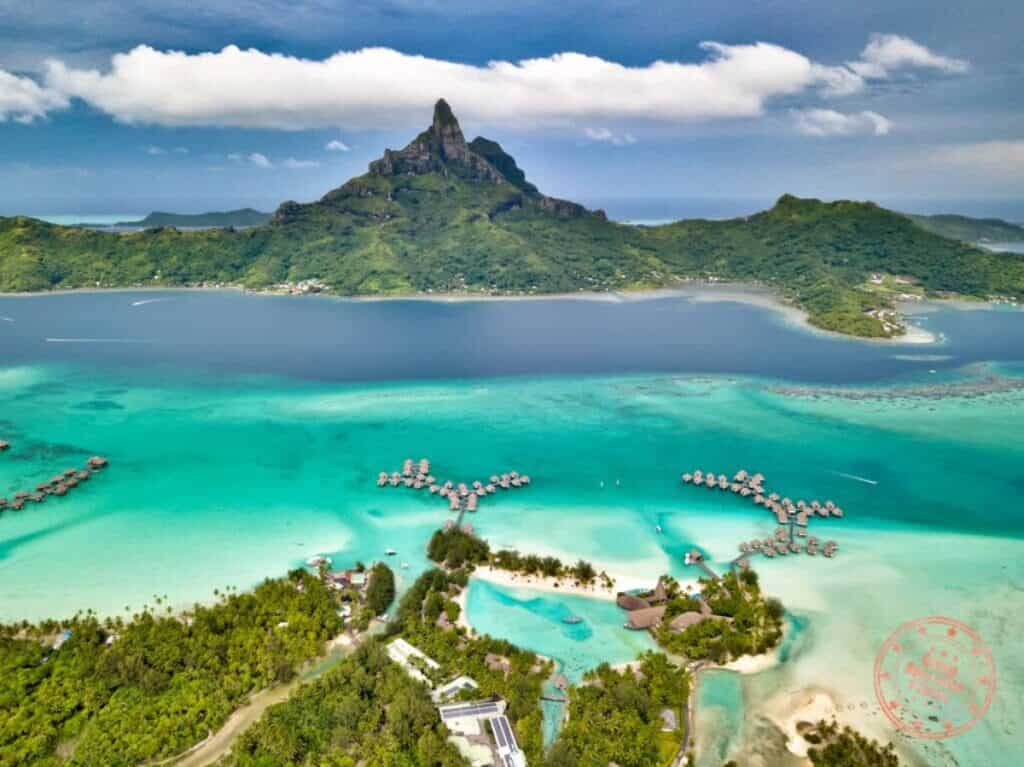 Aerial photo of Bora Bora resort