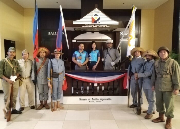 RFRG Historical reenactors with Cavite Provincial Tourism Office head Rozelle Sangalang