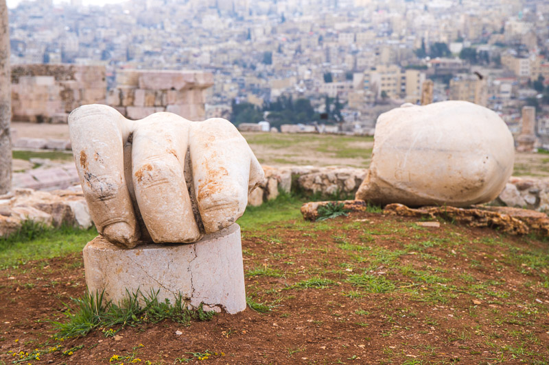 giant sculpture of hercules fingers at the Citadel