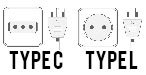 chile compatible electrical power outlet type c and type l