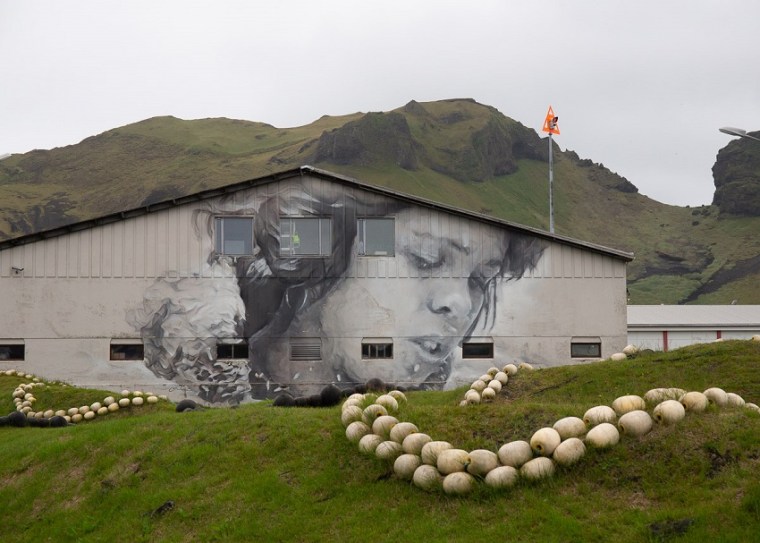 Guido Van Helten mural in Iceland