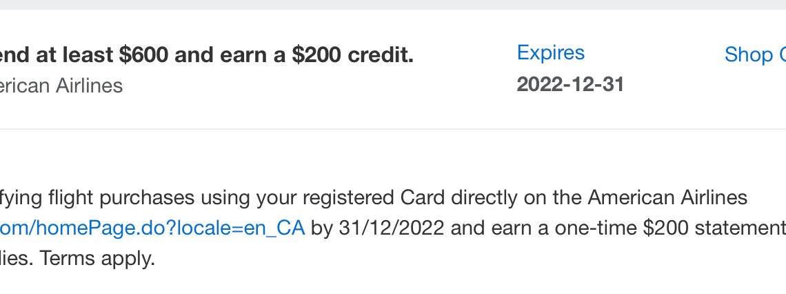 American Airlines Amex Offer: Spend $600, Get $200