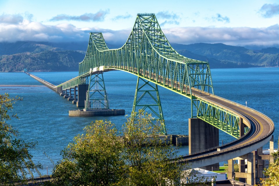 Beautiful view of the magnificent Astoria Megler Bridge