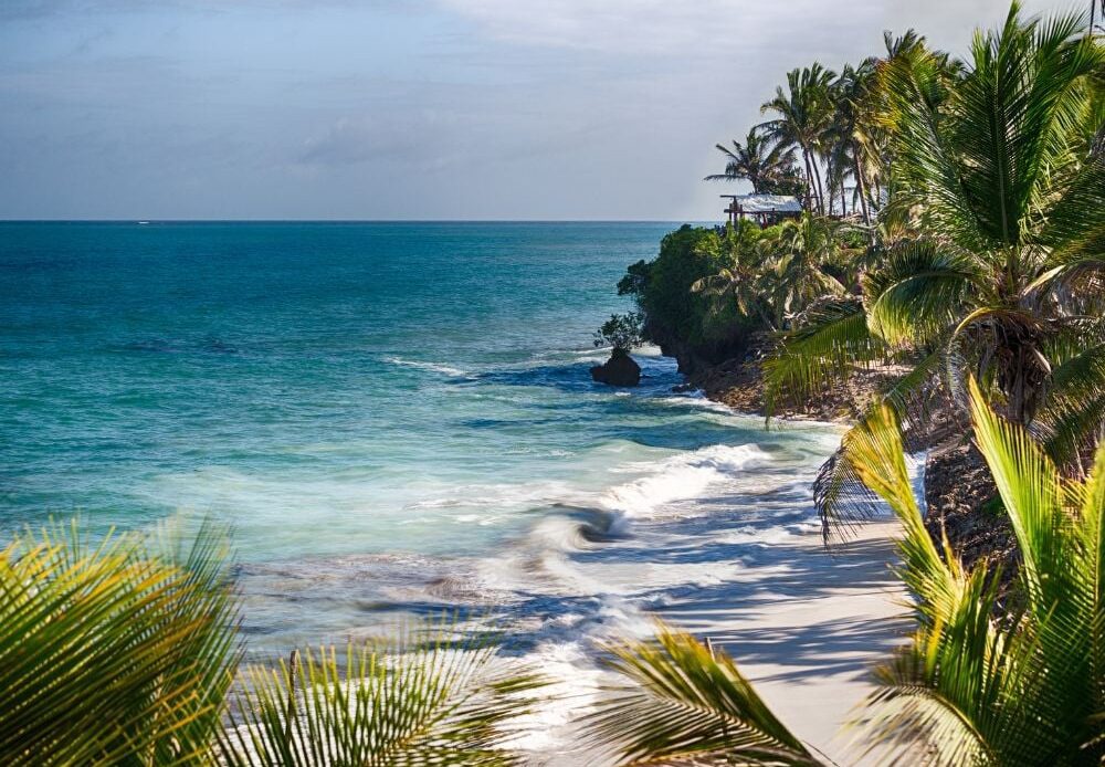 the stunning windswept cove at Nyali Beach in Kenya