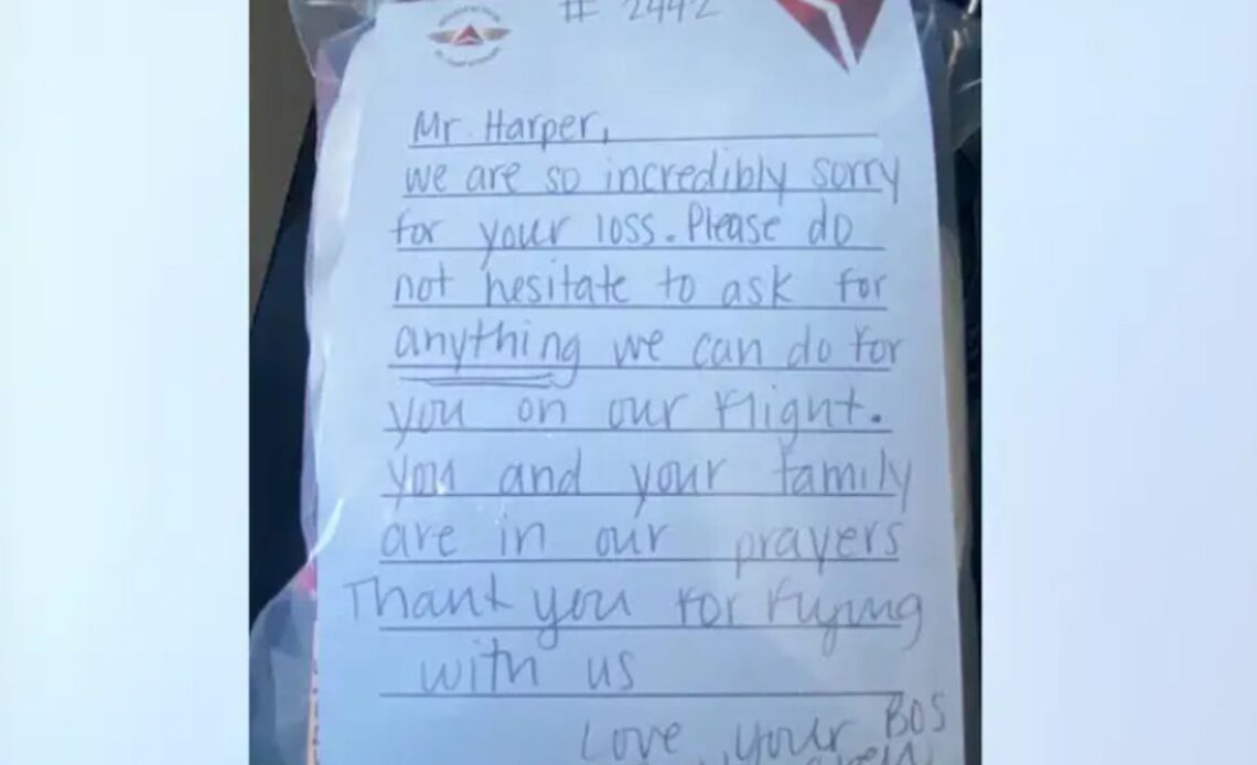 ‘I’ll never forget the kindness’: Grieving passenger praises Delta flight attendant for touching gesture