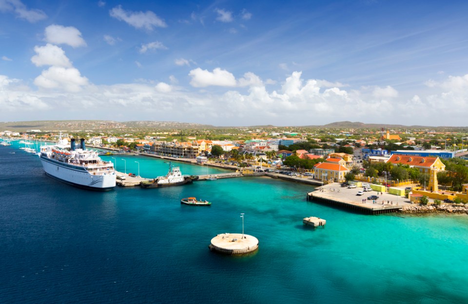 Coast of island with ships and buildings