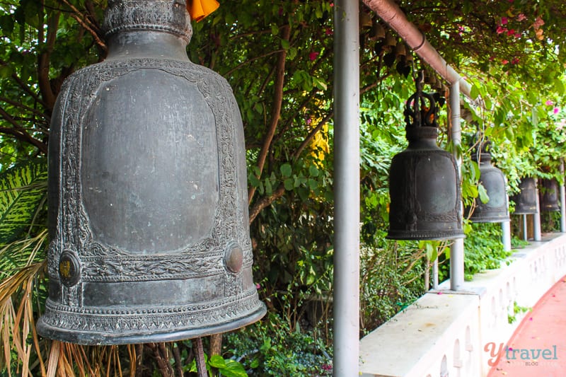 large stone bells hanging down