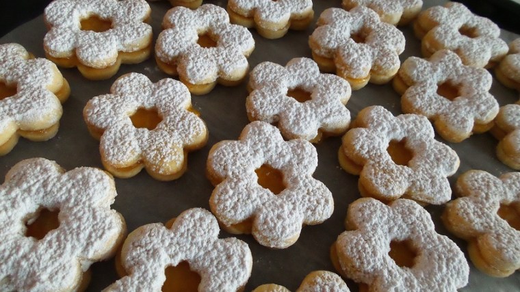 Typical cookies of Linz, linzer biscuites