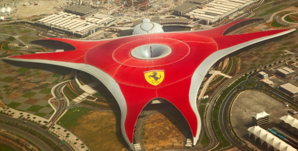 ABU DHABI, UAE -  APRIL 07: Ferrari World Park is the largest indoor amusement park in the world. Abu Dhabi on April 07, 2012. 