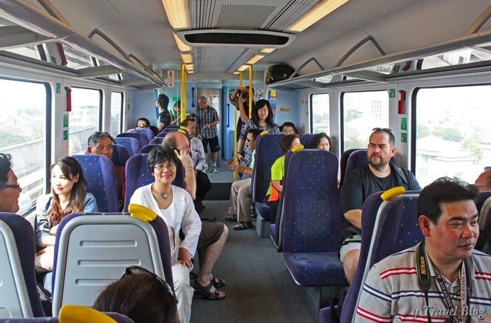 people riding the Bangkok airport rail link