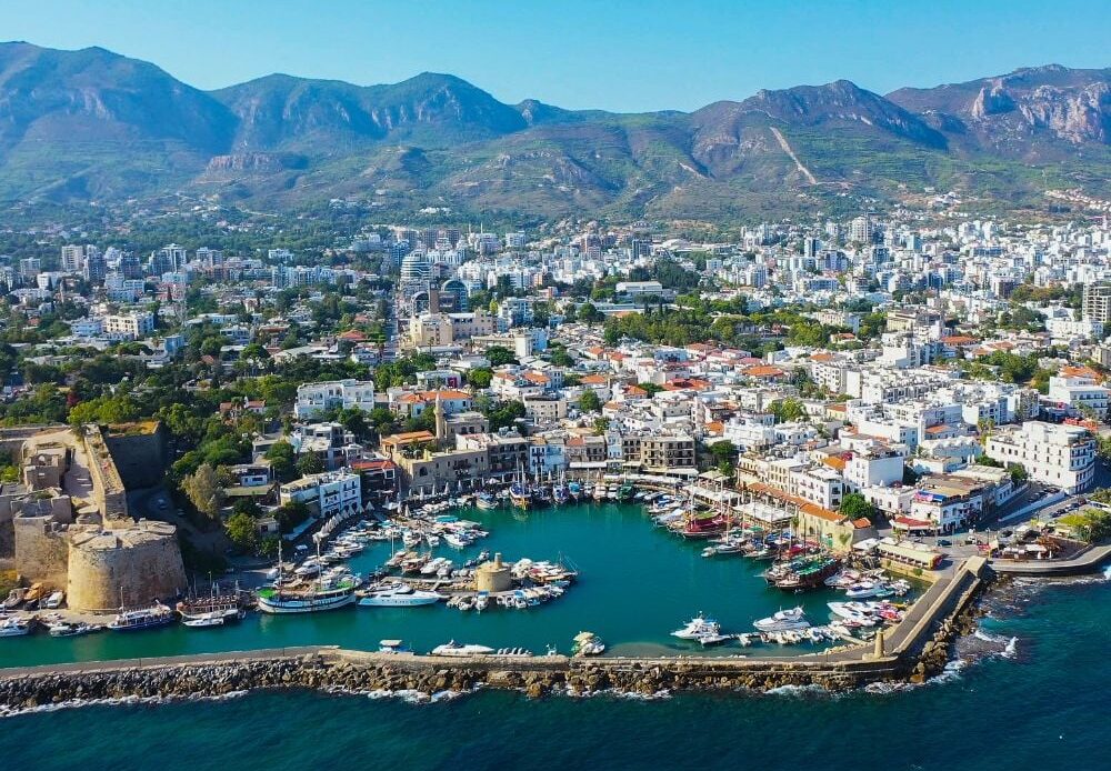 The very picturesque city of Kyrenia, with a pretty harbour and stunning mountains.