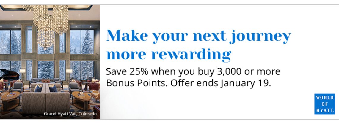 Buy World of Hyatt Points with a 25% Discount