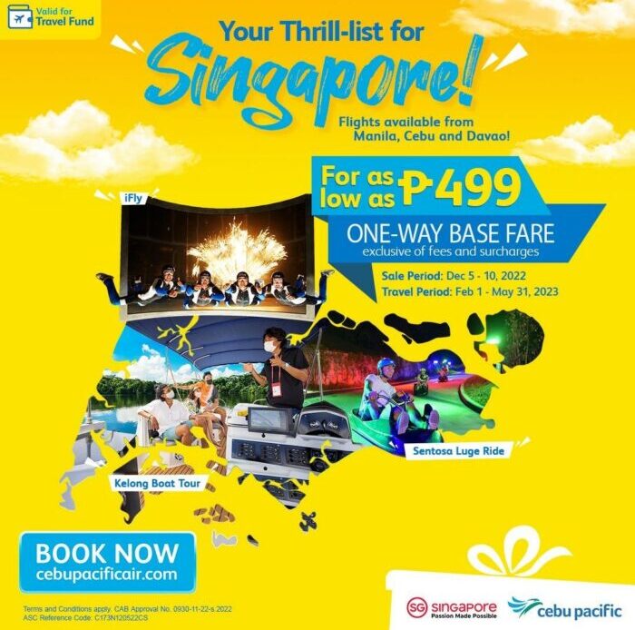 Cebu Pacific holds special PHP 499 seat sale to Singapore