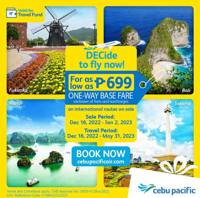 Fly international with Cebu Pacific for as low as PHP 699