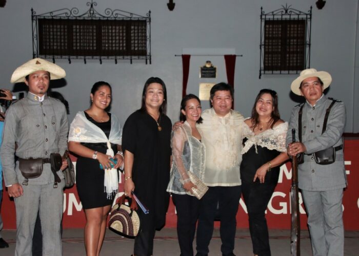 Mayor Felipe Remollo with Negros Oriental Tourism staff and historical reenactors from La Liga Cebu and Republica Filipina Reenacment Group