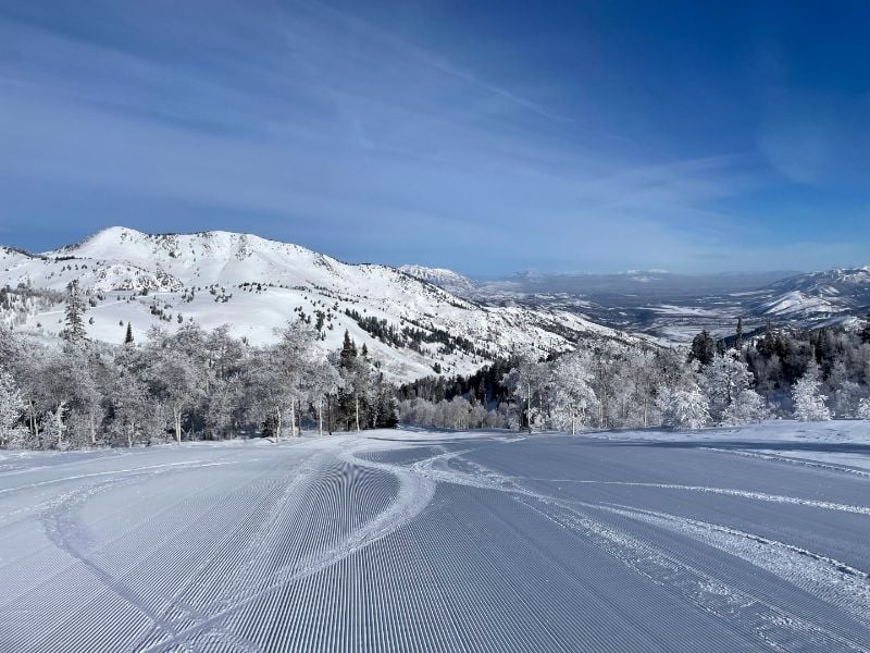 Trail near the Hidden Lake Lodge at Powder Mountain ski area, Ogden Valley, Utah